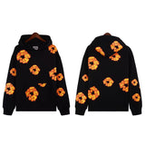 Printed Flower Wood Cotton Loose Sweater Y2K Hip Hop Street Pullover For Leisure-Outfit
