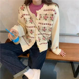 Floral Jacquard Knitted Cardigan-Outfit