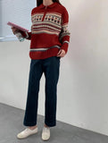 Half Zip Christmas Knit Pullover-Outfit