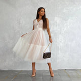 New Summer Lace Lace Dress INS Casual Backless Dress-Outfit