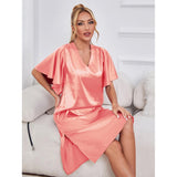 Fongt Women's Pajamas Summer Advanced Thin Ice Silk Home Clothing Sexy Sleeping Dress OZON-Outfit