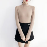 Solid Bottoming t Shirt Women Spring Autumn Tee Shirts Korean Turtleneck Slim Long Sleeve Black White T-shirts 90s tops