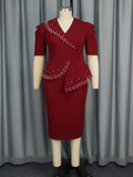 Fongt New Nail-Peared Leaf-Side Dress Party Temperament Packed Bing Dress