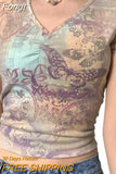 Women Goth Clothes y2k Crop Tops Summer 2023 T shirts Grunge 2000s Trashy Aesthetic Short Sleeve Tees Young Girls
