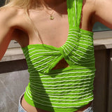 Fongt Spring And Summer Explosion Women's Striped Single-Slanted Shoulder Knitted Wool