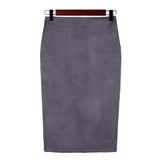Fongt Skirt Solid Color Split Deer Skin Velvet Skirt High Purse Hip Thin Versatile Skirt-Outfit