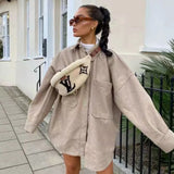 Autumn Winter Women Jacket Long Sleeves Lapel Collar Solid Oversized Warm Thicken Women Coat Fashion High Street