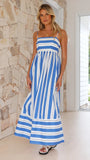 Fongt Spring And Summer Striped Suspenders Open Back Big Clear Fresh Air Dress-88111-Outfit
