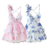 Fongt Women's Explosive Three-Dimensional Petals Decorated With Waist Princess Dress