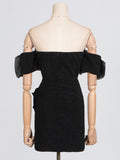 Fongt Sexy Dress Women 2025 Spring New Word Shoulder Nail Drill High Sense Sleeveless Short Dress Dress