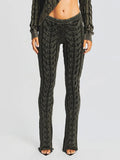 Fongt Spring New Fashion Temperament Twist Slim Show Thin Design Sense Micro La Knit Pants Casual Pants-Outfit