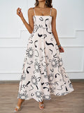 Fongt Summer Flower Printed Back Suspension Sexy High Waist A Dress Dress Woman