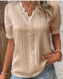 Fongt Summer New Holiday Fashion Hollow Short-Sleeved Women's Shirt
