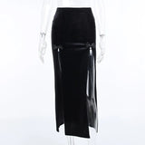 Special Punk Style Dress Cos Party High Waist Slim Bow Split Half Skirt-Outfit