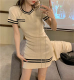 Fongt Temperament Sexy Knitted Dress Women's Summer 2023 New Niche Design Chic Skirt A Word