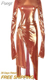 Pieces Sexy Fashion Women Set Female Solid Long Sleeve Tops And Split Skirts Suits Matching Sets Outfit 2023 Spring