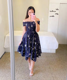 Fashion Collar Asymmetric Shoulder Short Sleeve Print