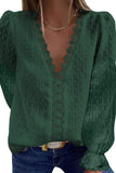 Blouses Women Fashion Lace Patchwork V Neck Long Sleeve Casual Elegant Shirts Tops Office Work Plus Size Chiffon