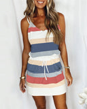 Summer Women's Loose Printed Striped Camisole Long
