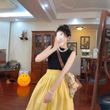 Fongt High-Waisted Half-Dress Woman's Summer Thin A-Dress Loose Waist-Hanging Long Umbrella Skirt