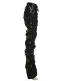 Stacked Low Waist Pu Leather Pants-Outfit