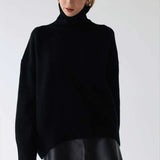 Women's Knitted Solid Turtleneck Sweater Oversize Long Sleeve Ladies Loose Pullover Tops 2022 Autumn Warm Female