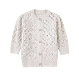 Spring Artificial Jewelry Button Decoration Round Neck Knitted Coat 5802117-Outfit