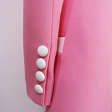 QUALITY Newest Fall Winter 2023 Designer Dress Women's Extra Shoulder Long Sleeve Double Breasted Color Block Mini