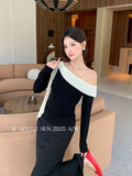 Fongt Xixi 2025 Autumn White Standard Korean Version Of Elegant Temperament Collar Tie With Thin Knitted Shirt Top Lady 89569
