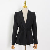 Casual Pink Lace Up Korean Fashion Slim Female Blazer Notched Long Sleeve Solid Women Outfits Spring 2021 Style