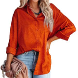 Women's Spring And Summer New Lapel Open-Button Leopard Print Jacquard Shirt Temperament Commuter Long-Sleeved Shirt-Outfit