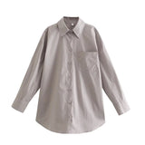 Fongt Women's Clothing 2025 Summer New Loose Cotton Pocket Dress Long-Sleeved Shirt Top B88281