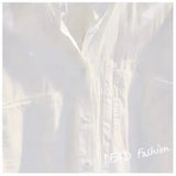 Fongt Cotton Single-Dnecked Collar Long Shirt In Pure Color White Loose Long-Sleeved Shirt For