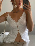 V Neck Lace Embroidery Cami Top-Outfit