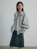 [Daihe] Autumn New Leisure Collar Pull Rope Versatile Temperament Even Sleeve Relaxed Shirt Coat Female H7477-Outfit