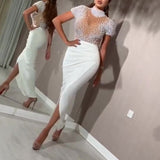 Fongt Fluoroticle Stud Beads Short-Sleeved Women's Evening Dress Dress Dress Dress Direct