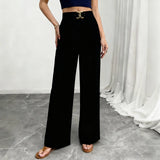 Fongt Women's Casual Fashion. Waist Wide Leg Trousers Thin Loose Trousers