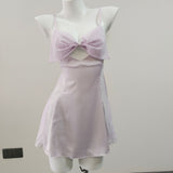 Fongt Mesh Spliced Pajamas 2025 New Spring And Summer Silk High-End Feel Bows Hollowed-Out Slinged Sling Skirt