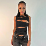 Fongt Summer 2024 New Women's Clothing Hottie Sexy Hollow Imitation Cowboy Vest Top