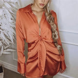 Long Sleeve V-Neck Turn Down Collor New