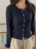 Vintage Twist Sweater Jacket New Lazy Design Sense Hollow Jacket With Knitted Cardigan-Outfit