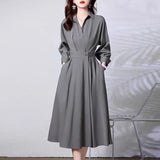 Fongt Chic Autumn And Winter Simple Temperament Collar Double Buckle Strap Loose Long-Term Warm Coat Coat