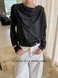 Fongt Xixi 2025 Autumn New Black Standard Loose Long-Sleeved Neck Cape Knitted Woolen Woman 25406