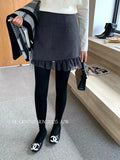 Fongt Xixi 2025 Autumn And Winter White Standard Temperament Pure Color Yarn Wool Half-Body Skirt A Word Short Skirt Woman 85311