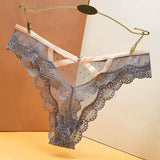 Fongt Lace Mesh T-T-Shirt Female Transparent Hollowless Low-Waisted Cotton Crotch Triangle