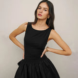 Fongt Women's Wear Summer 2024 New Solid Color Sleeveless Splicing Dress Women's Dress-Outfit