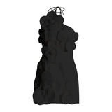 Spring 2025 New Fashion Sexy Slanted Shoulder Three-Dimensional Flower Design Feel Waist High Sense Short Dress