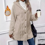 Fongt 2025 Ebaywish Hooded Solid-Colored Open-Shirt Button-Buttoned Long-Sleeved Casual Jacket