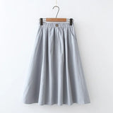 Women One Button Skirt Faldas Mujer Vintage Strethy Waist Office Ladies Elegant Chic Long Skirts