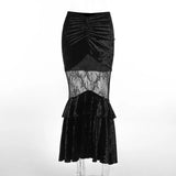 Fongt Summer New Women's Casual Pants Dark Sexy Body-In-Print Lace High-Waisted Flared